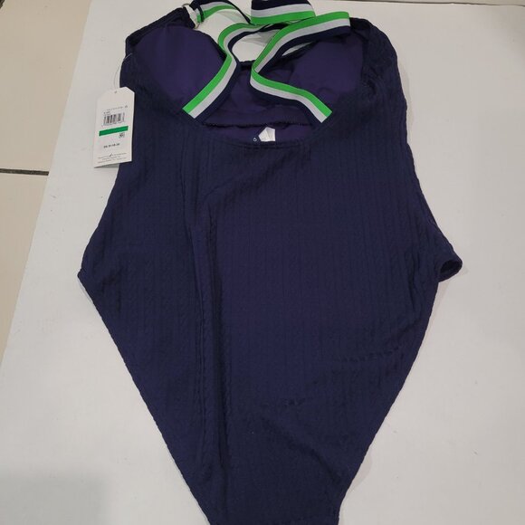 Nautica knit cross-back one-piece swimsuit bathing suit New w/ tags Blue - Picture 7 of 8